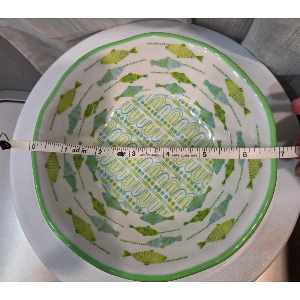 Max Studio Home Melamine Bowls Green Blue Fish Coastal Nautical 7